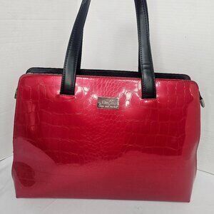 Beijo London Paris Shoulder Bag Tote purse Red Black  Large Alligator print